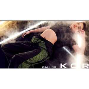 Koral Black & Green Small Nylon Track Pants Pull On Buttom Side
